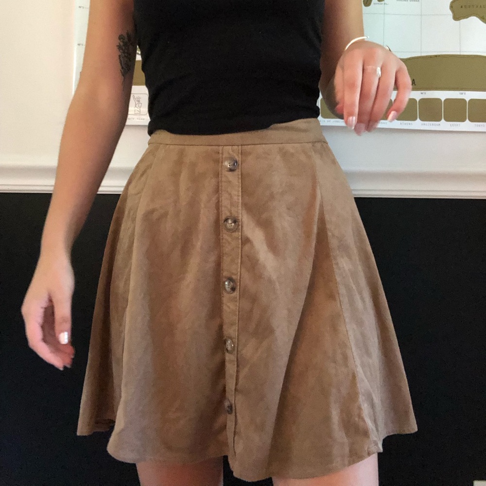 Women’s Tan Skirt with Buttons